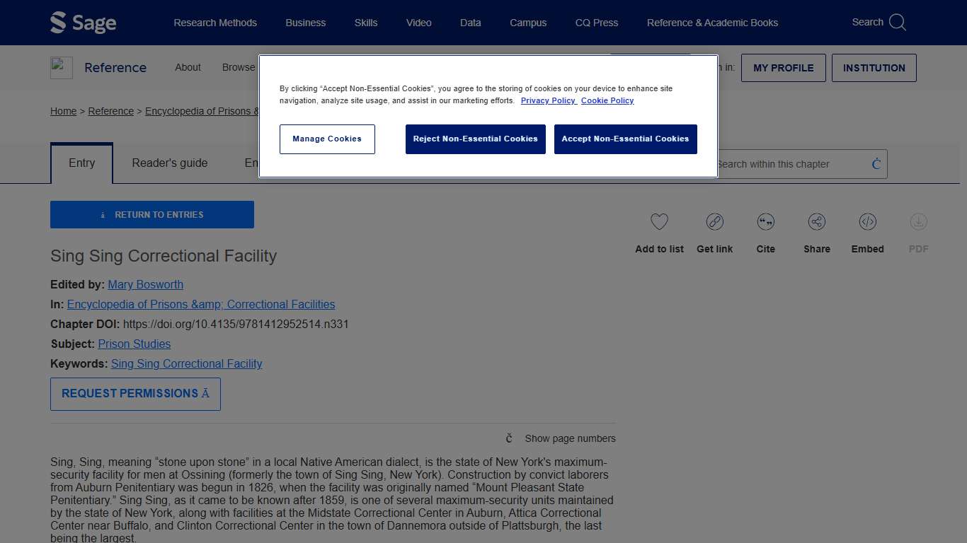 Sage Reference - Encyclopedia of Prisons & Correctional Facilities - Sing Sing Correctional Facility